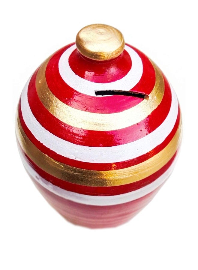 SHRIYAM CRAFTS Mitti Ki Gullak/Clay Gullak Large Coin Bank (Gift for Kids) Coin Bank (Gullak sada and red) Pack of 2 - Image 5